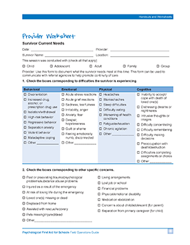 PFA-S: Provider Worksheet - Survivor Current Needs | The National ...