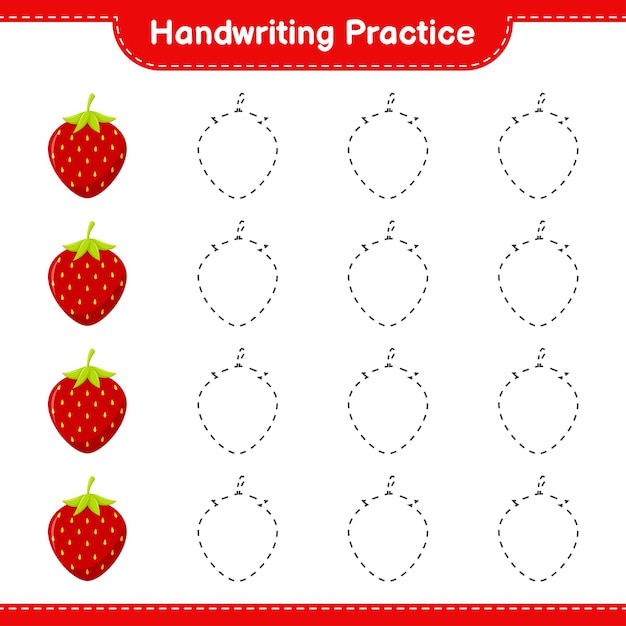 Premium Vector | Handwriting practice. Tracing lines of Strawberry ...
