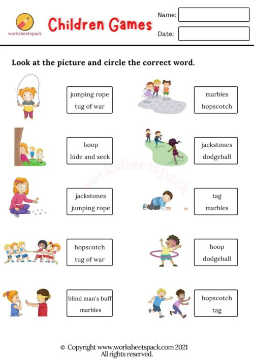 Children games worksheets PDF - worksheetspack