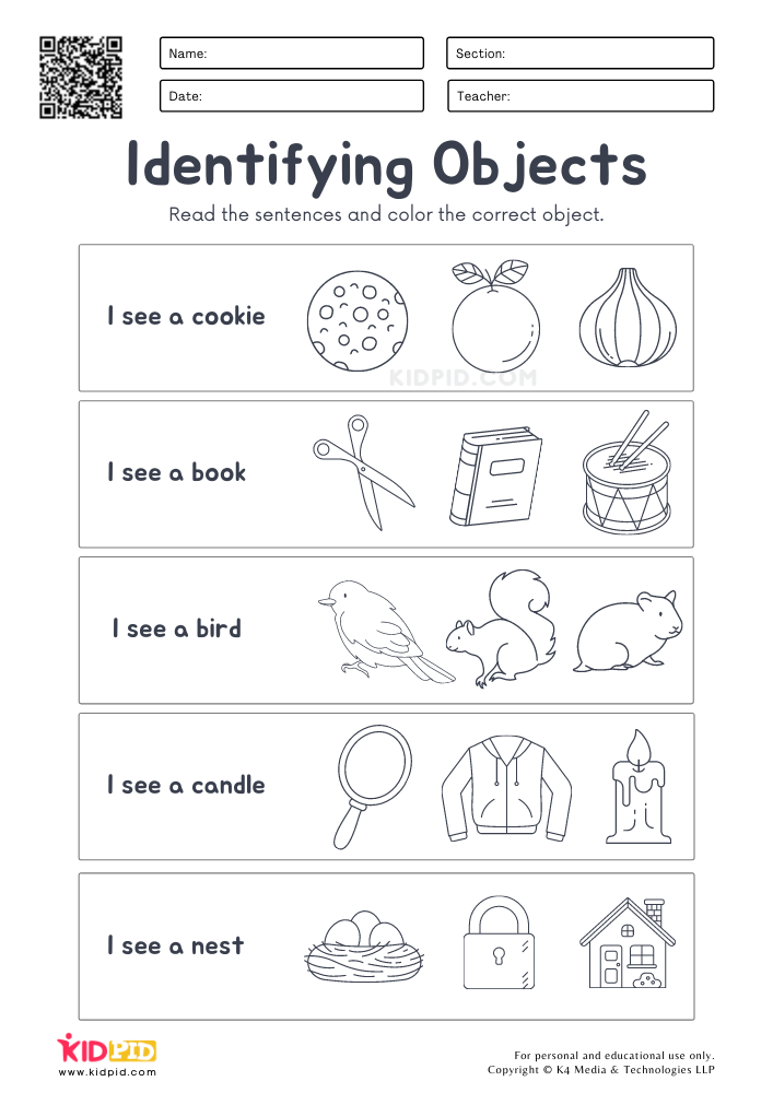 Identifying Objects &  Coloring Worksheets for Kids - Kidpid