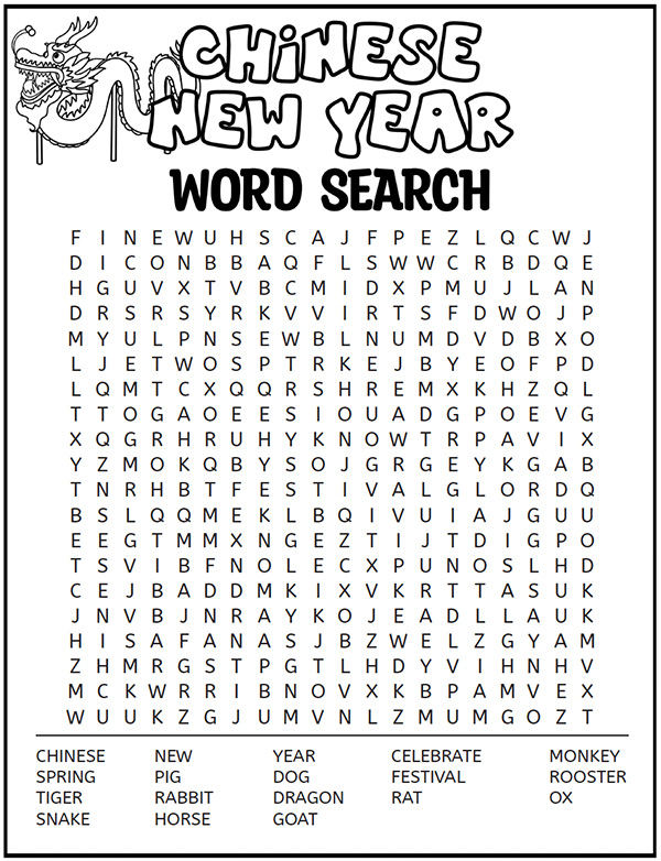 Chinese New Year Worksheets: Free Printable Pack for Grades 2-4