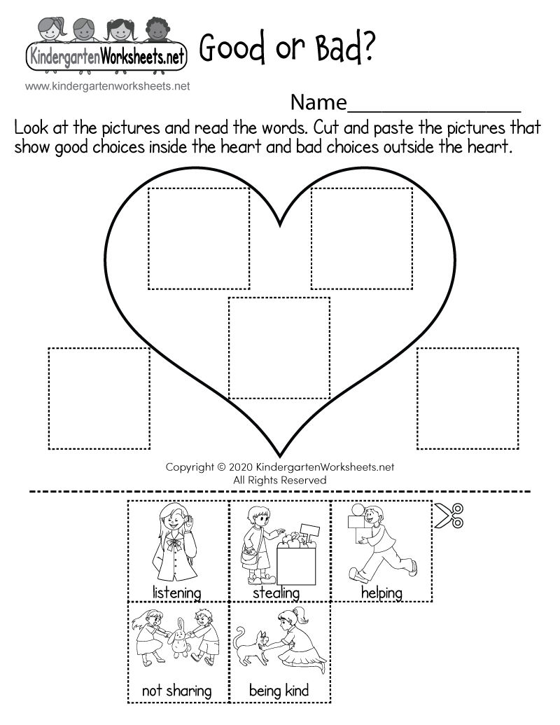 Good or Bad Choices Sorting Activity Worksheet - Free Printable ...