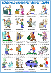 Household Chores ESL Vocabulary Worksheets