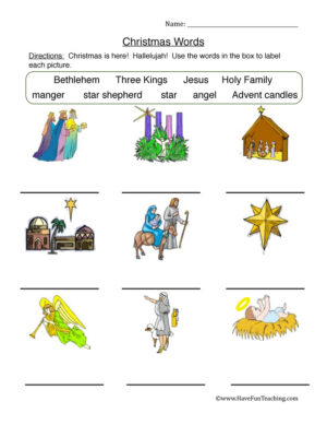Christmas Religious Words Worksheet  