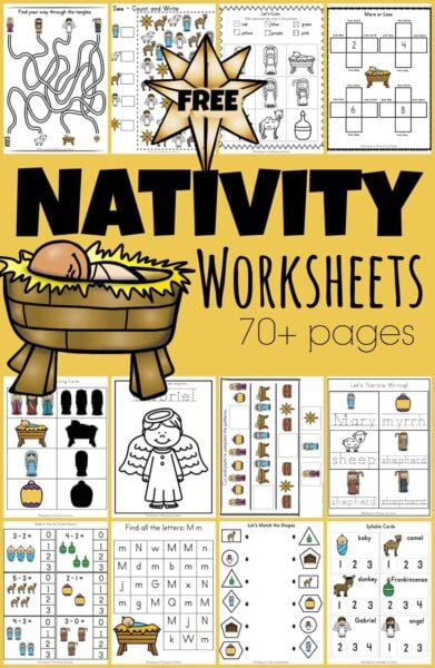⭐ FREE Printable Nativity Worksheets for Kindergarten