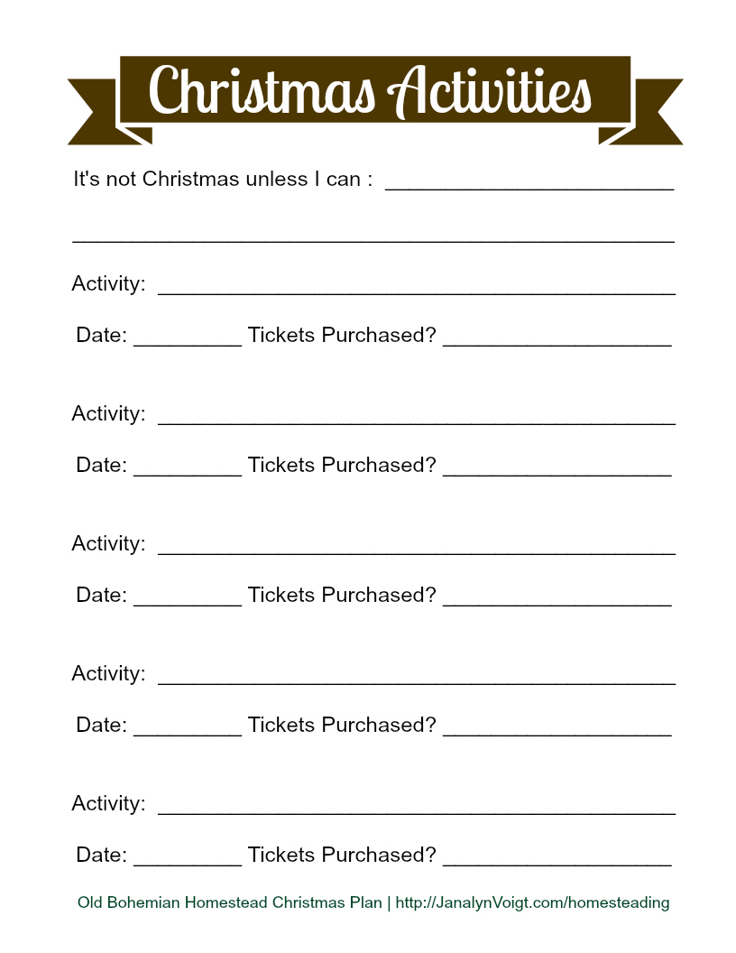 christmas activities worksheet