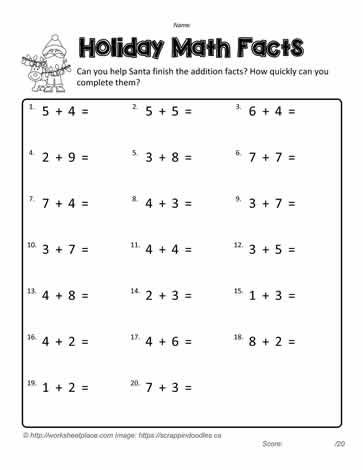 Addition Facts Worksheets