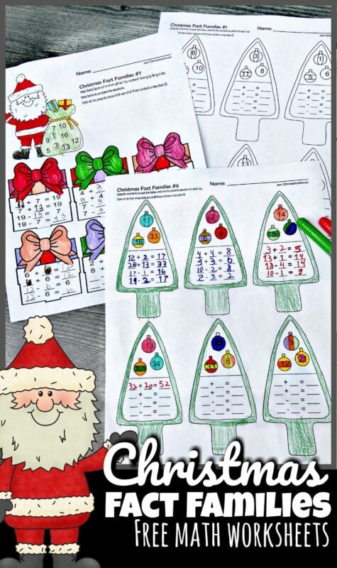 christmas addition and subtraction worksheet first grade