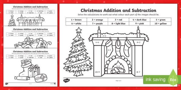christmas addition and subtraction worksheet