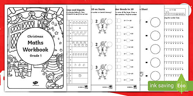 christmas addition math worksheet for first grade