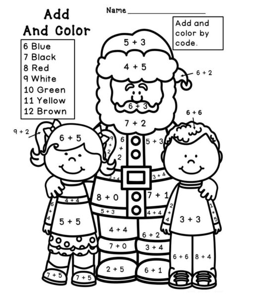 christmas addition math worksheet for first grade