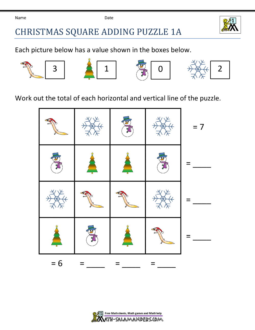 christmas addition math worksheet for first grade