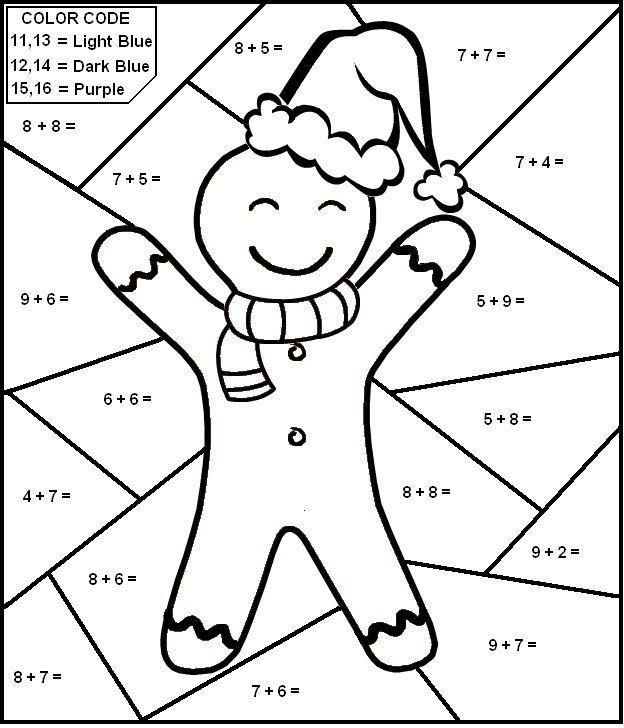 christmas addition math worksheet for