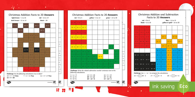christmas addition subtraction worksheet