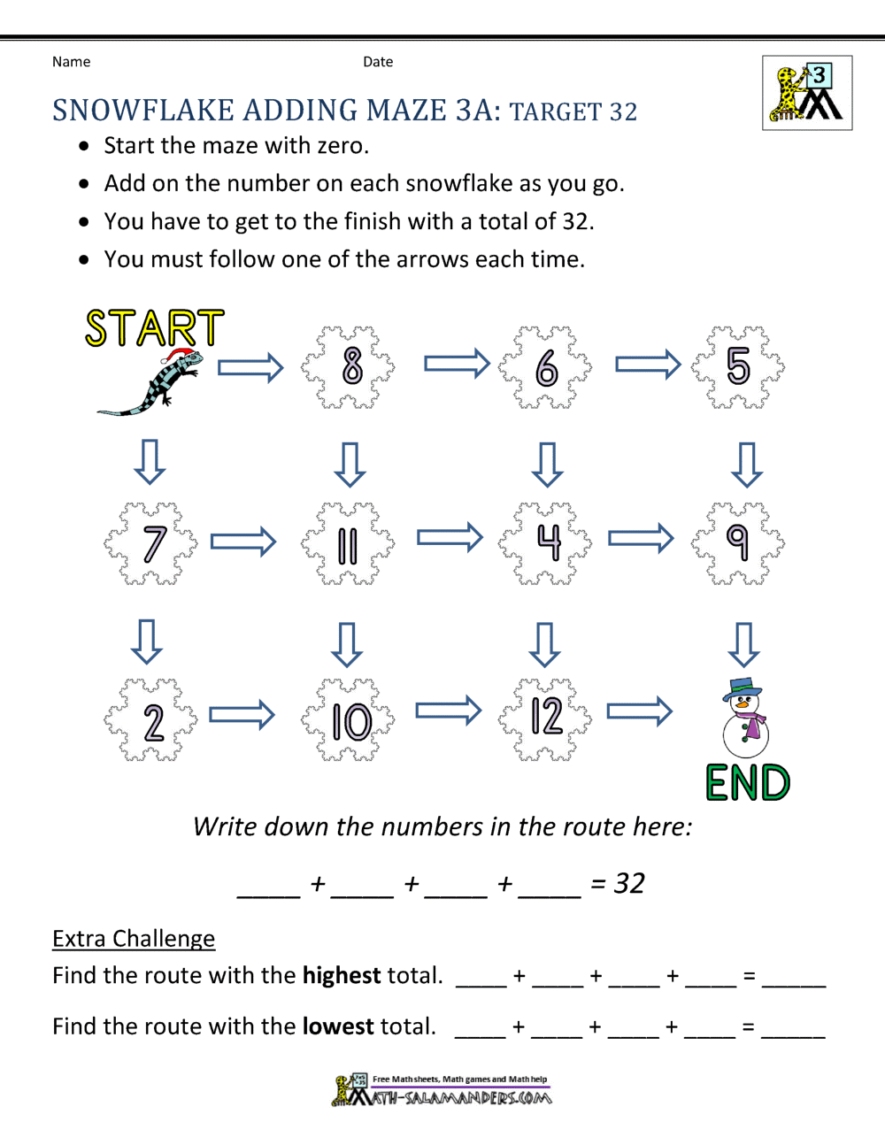 christmas addition worksheet 3rd