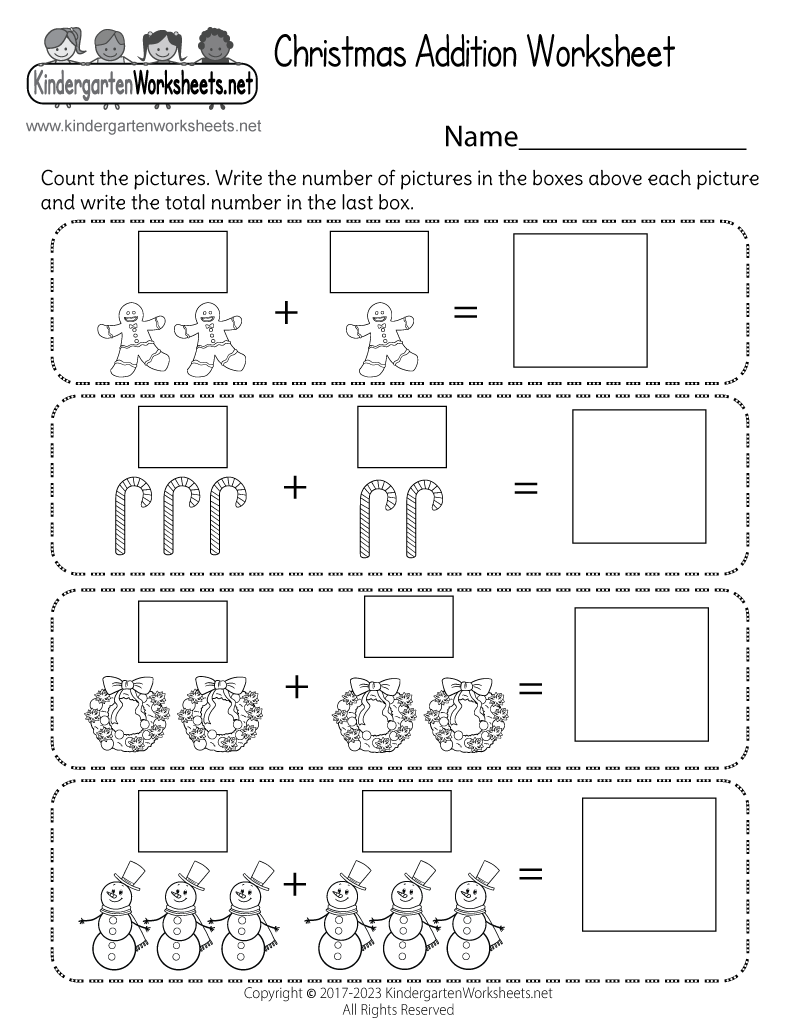 christmas addition worksheet free