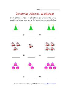 Christmas Addition Worksheet for Pre-K - Kindergarten | Lesson Planet