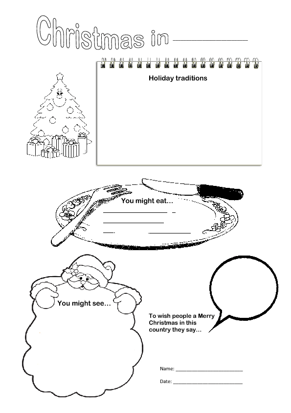 christmas around the world worksheet printables