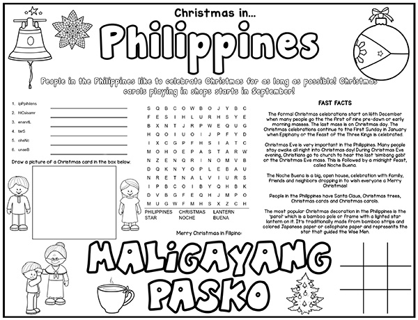christmas around the world worksheet printables