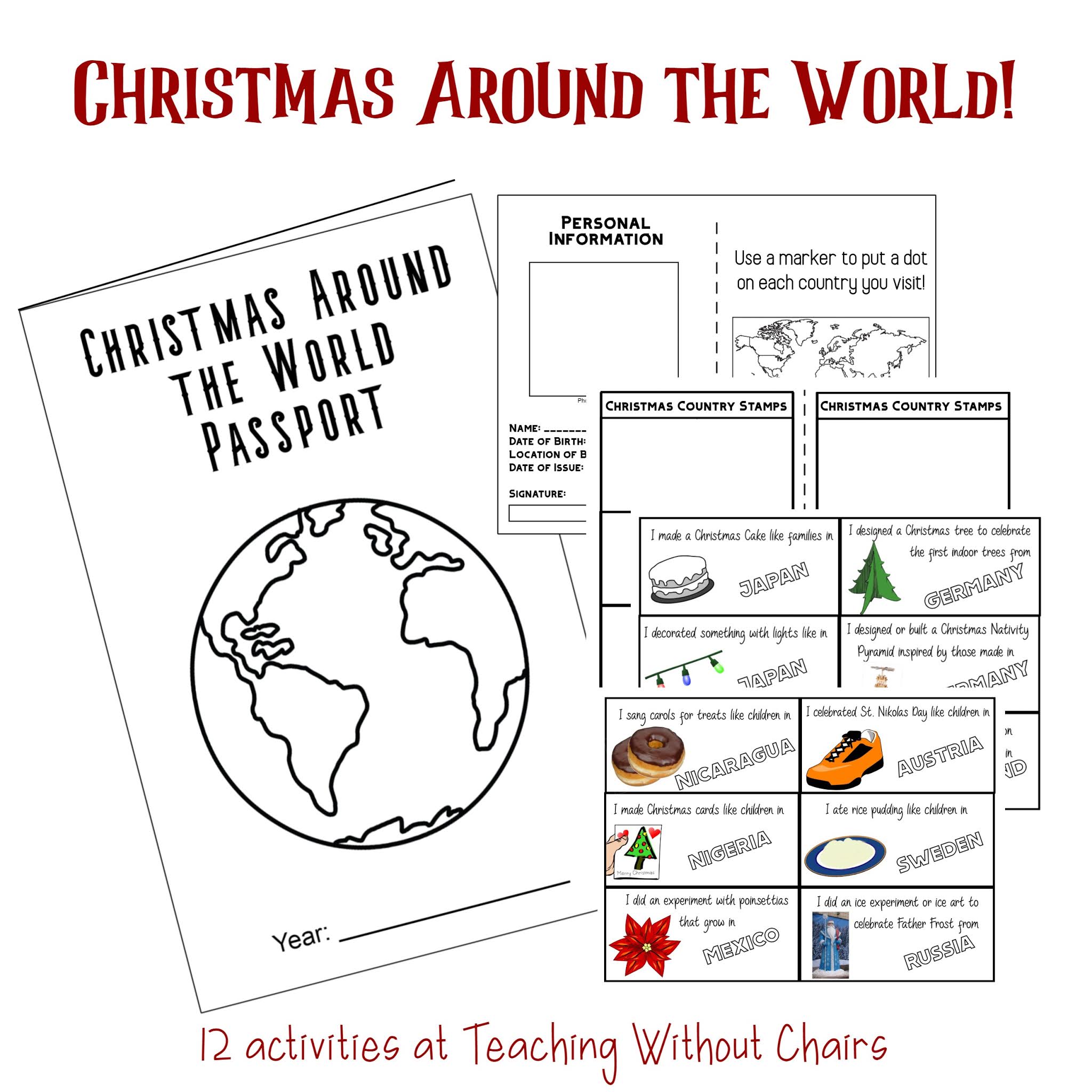 Free christmas around the world worksheet, Download Free christmas