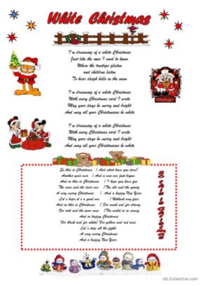 christmas carols worksheet