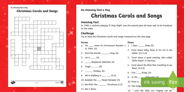 christmas carols worksheet