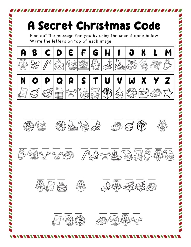 Free Printable Christmas Secret Codes For Kids In The Playroom Free Printable Christmas Secret Codes For Kids In The Playroom