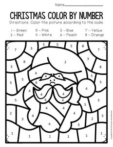 christmas color by number worksheet