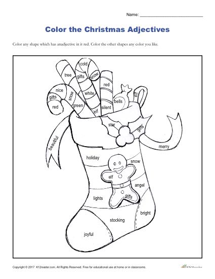 christmas color worksheet