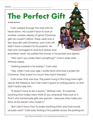 christmas comprehension worksheet grade 2