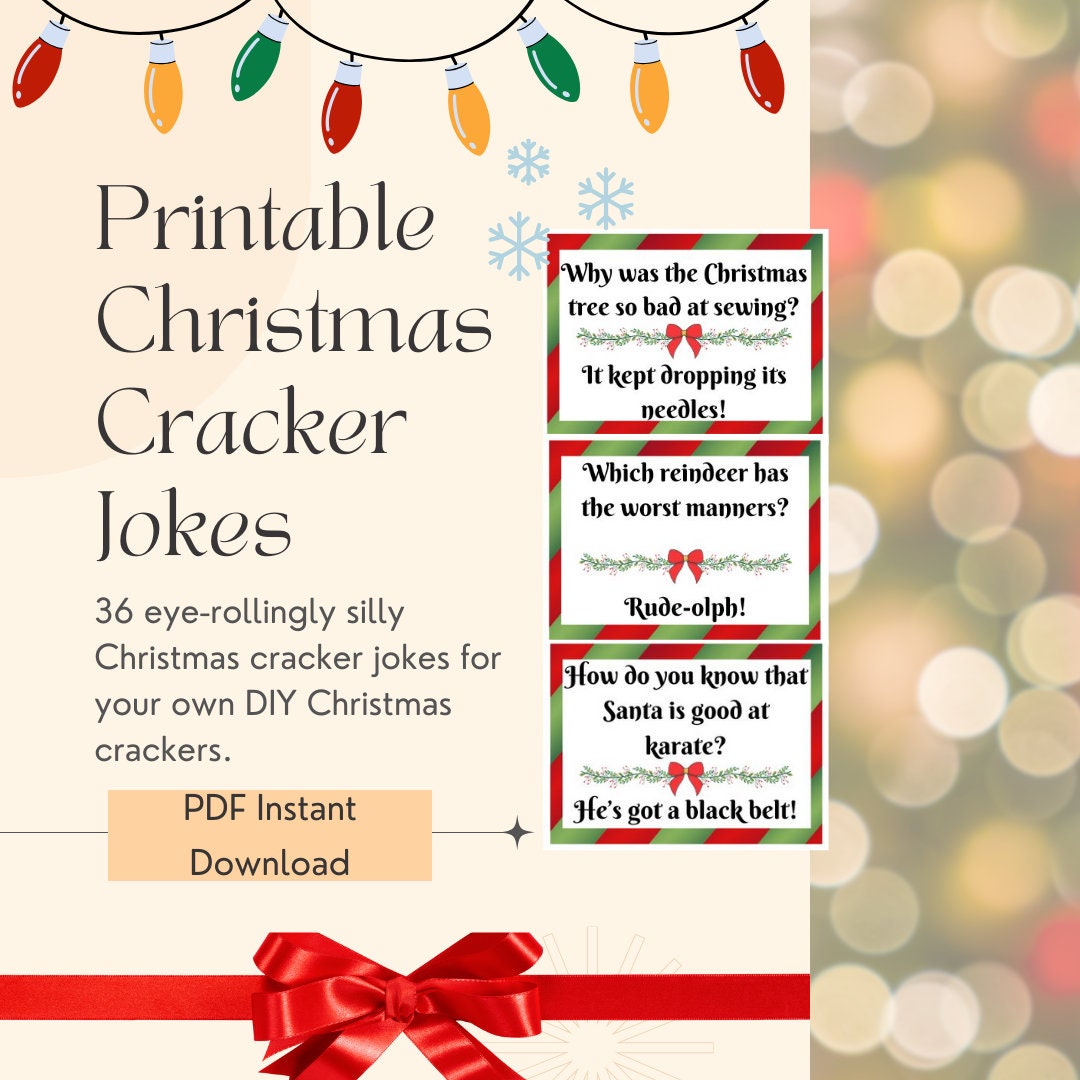 Printable 36 Christmas Cracker Jokes DIY Christmas Cracker Fillers Printable 36 Christmas Cracker Jokes DIY Christmas Cracker Fillers