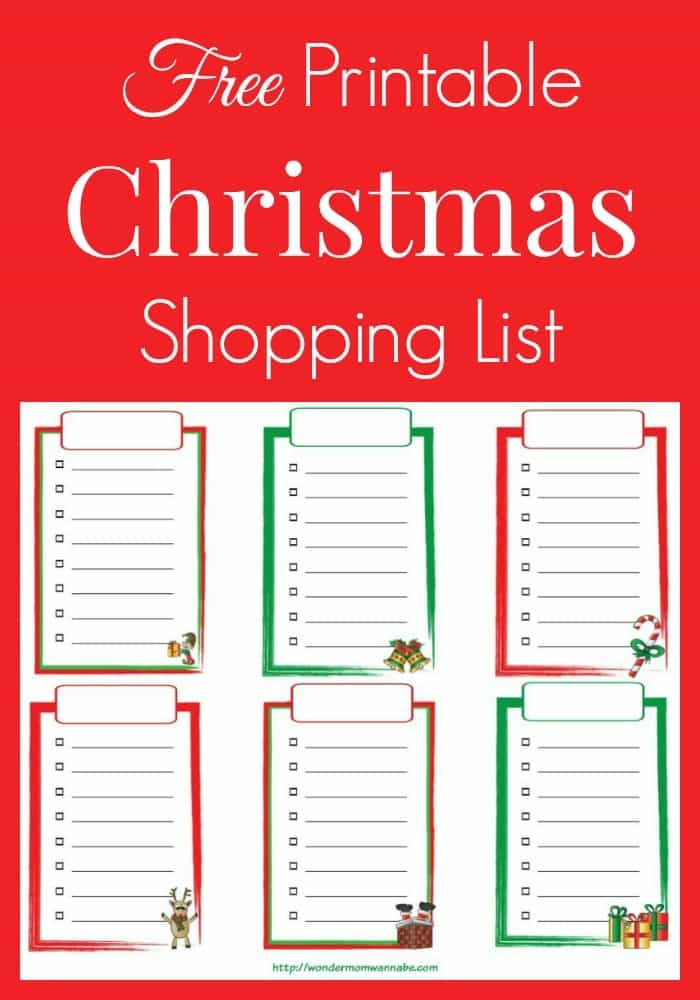 christmas food shopping list template printable