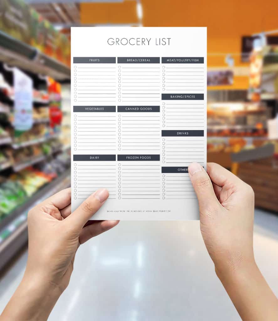 christmas food shopping list template printable