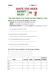 christmas fun sheets for middle school
