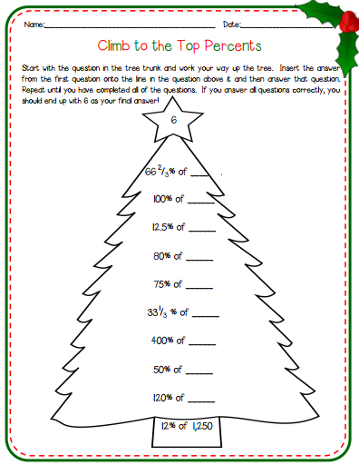 christmas fun sheets for middle school