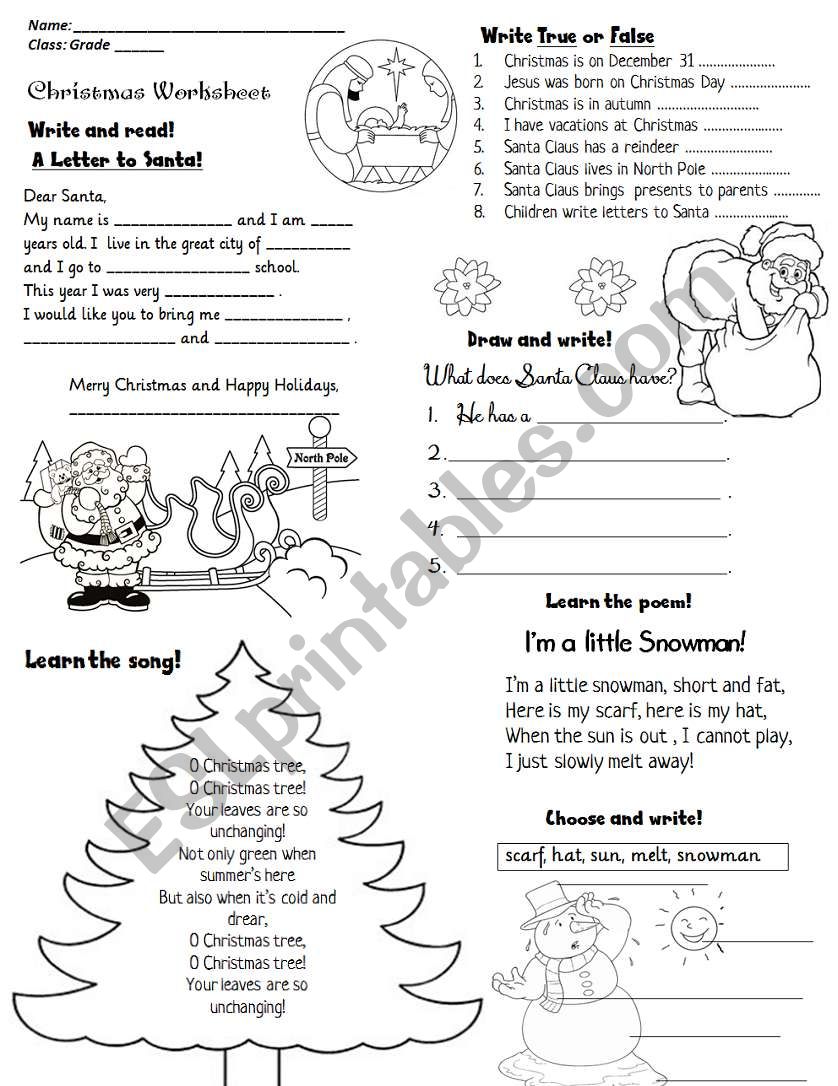 CHRISTMAS ACTIVITY WORKSHEET - ESL worksheet by Lucia13