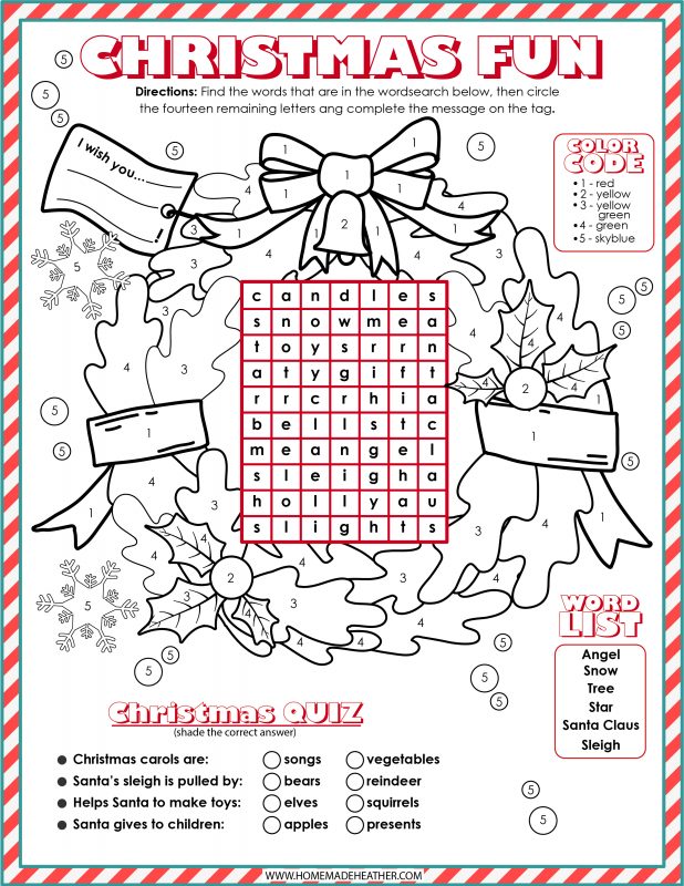 Free Christmas Activity Printables for Kids » Homemade Heather