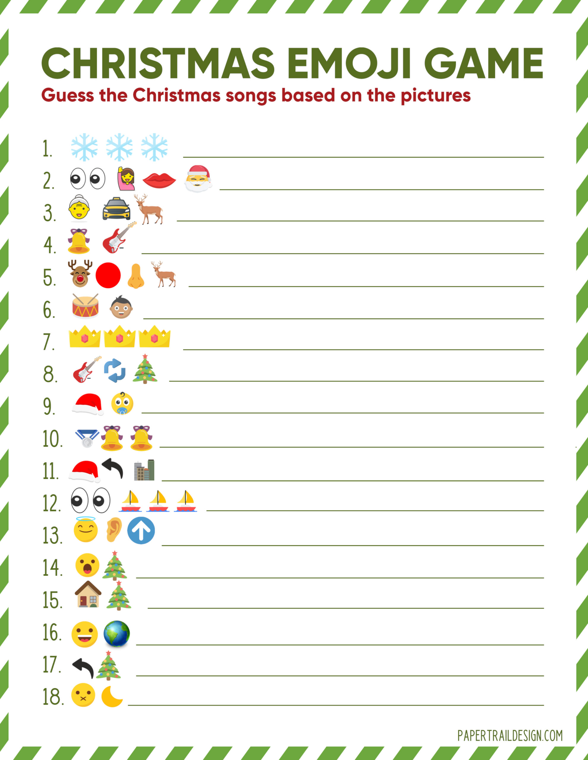 Emoji Printable Christmas Game - Paper Trail Design