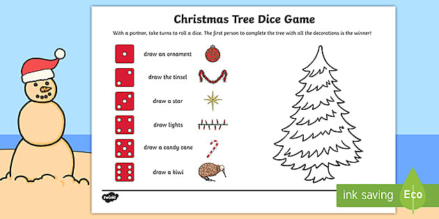 New Zealand Christmas Dice Game Worksheet (teacher made)