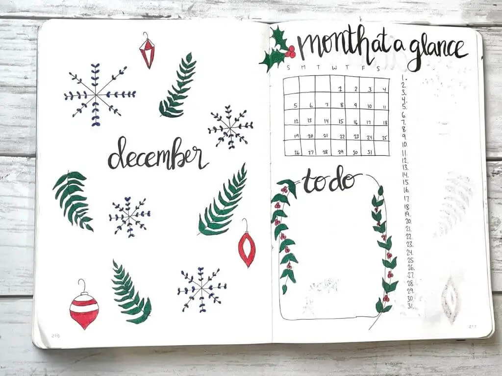 December 2021 Bullet Journal Setup: Christmas Theme - Andrea Peacock