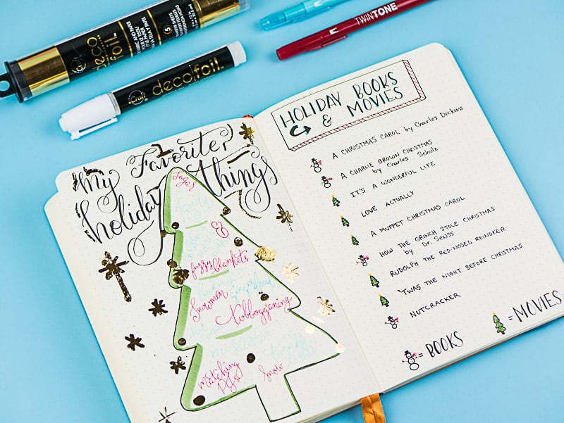Planvember Day 14 | Sparkly Christmas Journal Pages | Page Flutter