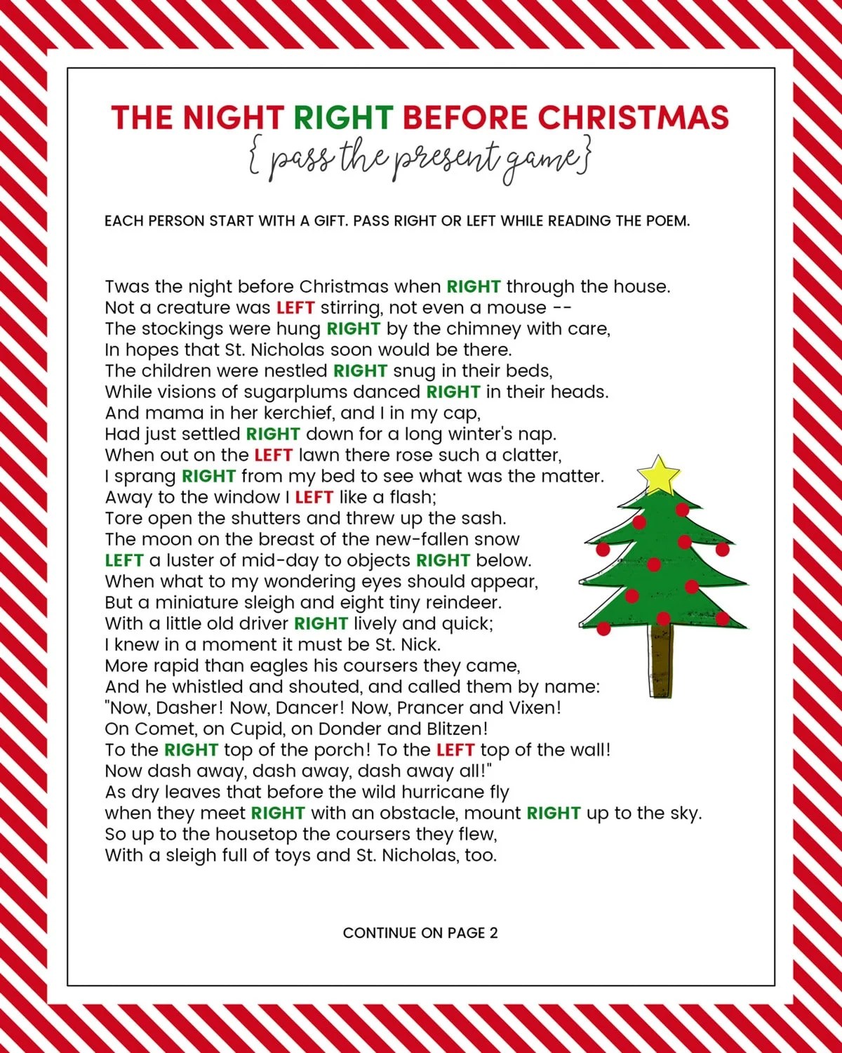 christmas left right worksheet