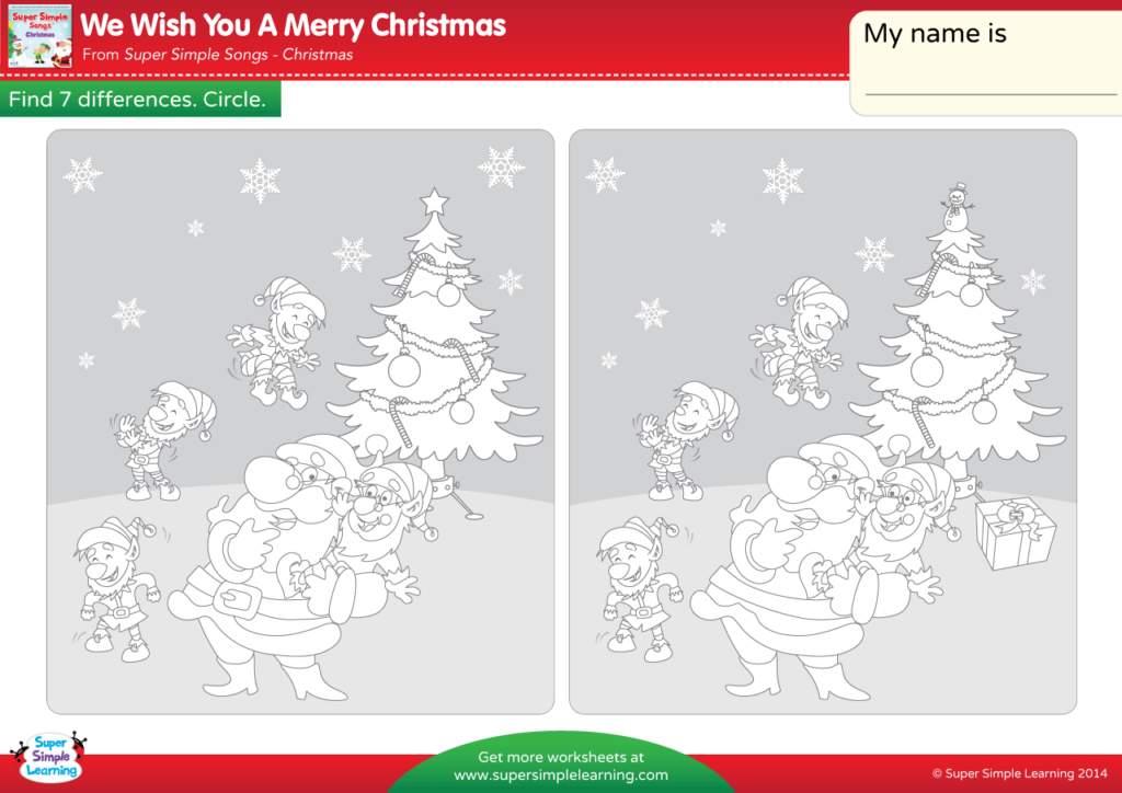 We Wish You A Merry Christmas Worksheet - Find The Differences ...