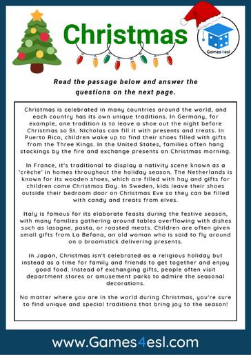 christmas literacy worksheet