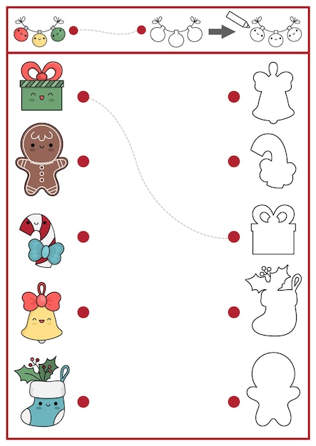 Premium Vector | Christmas shape matching coloring and drawing ...