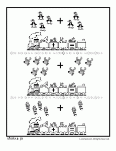 More Christmas Math Worksheets: Patterns and Addition | Animal Jr.