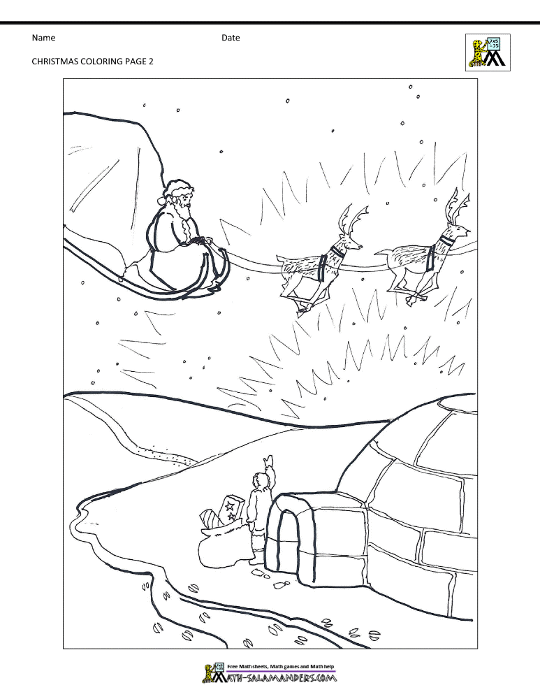 christmas math coloring to print