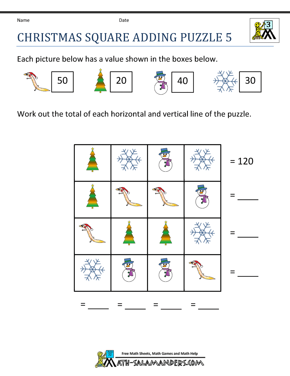 Christmas Math Worksheets