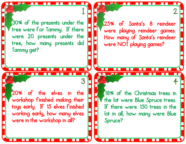 christmas math sheets for middle schoolers