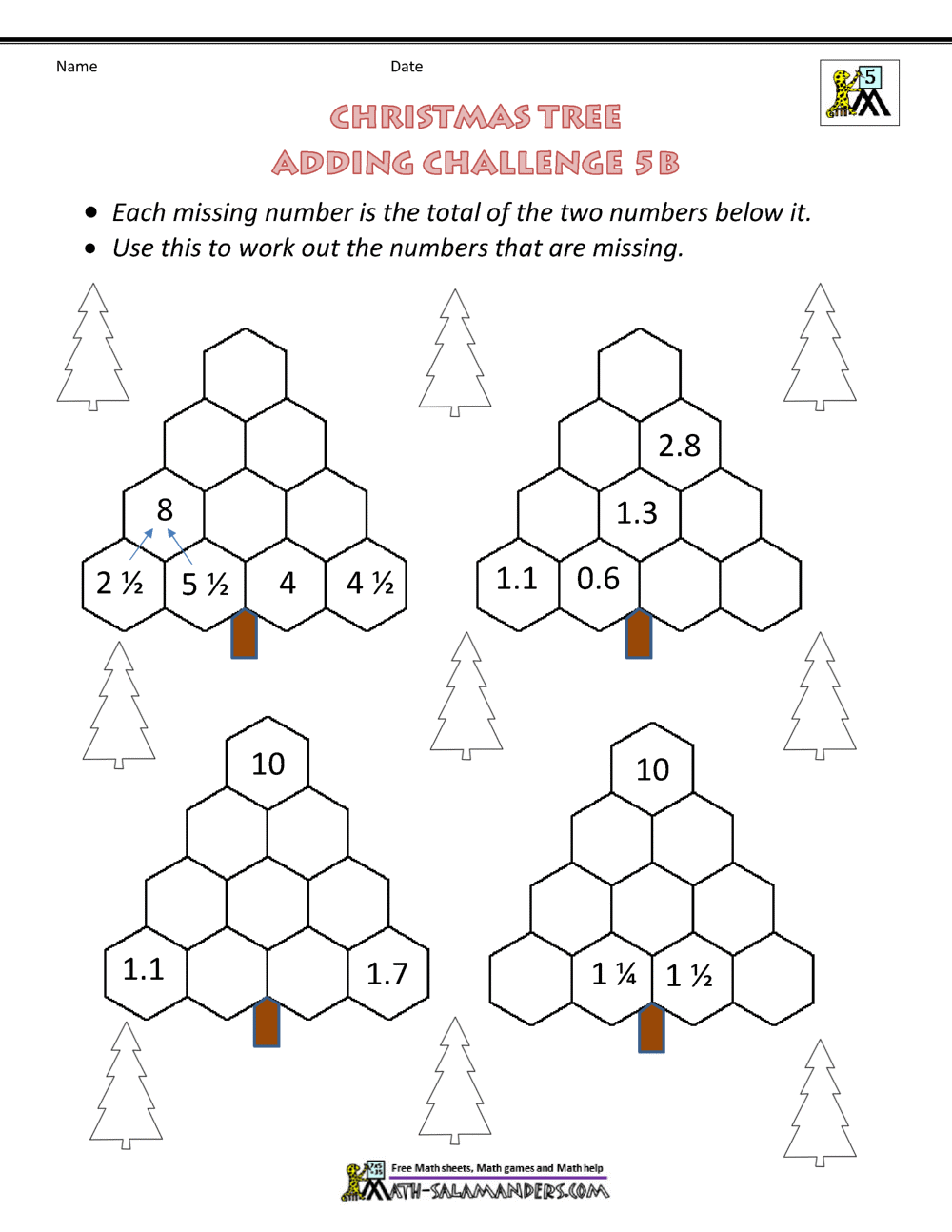 christmas math worksheet 5th grade